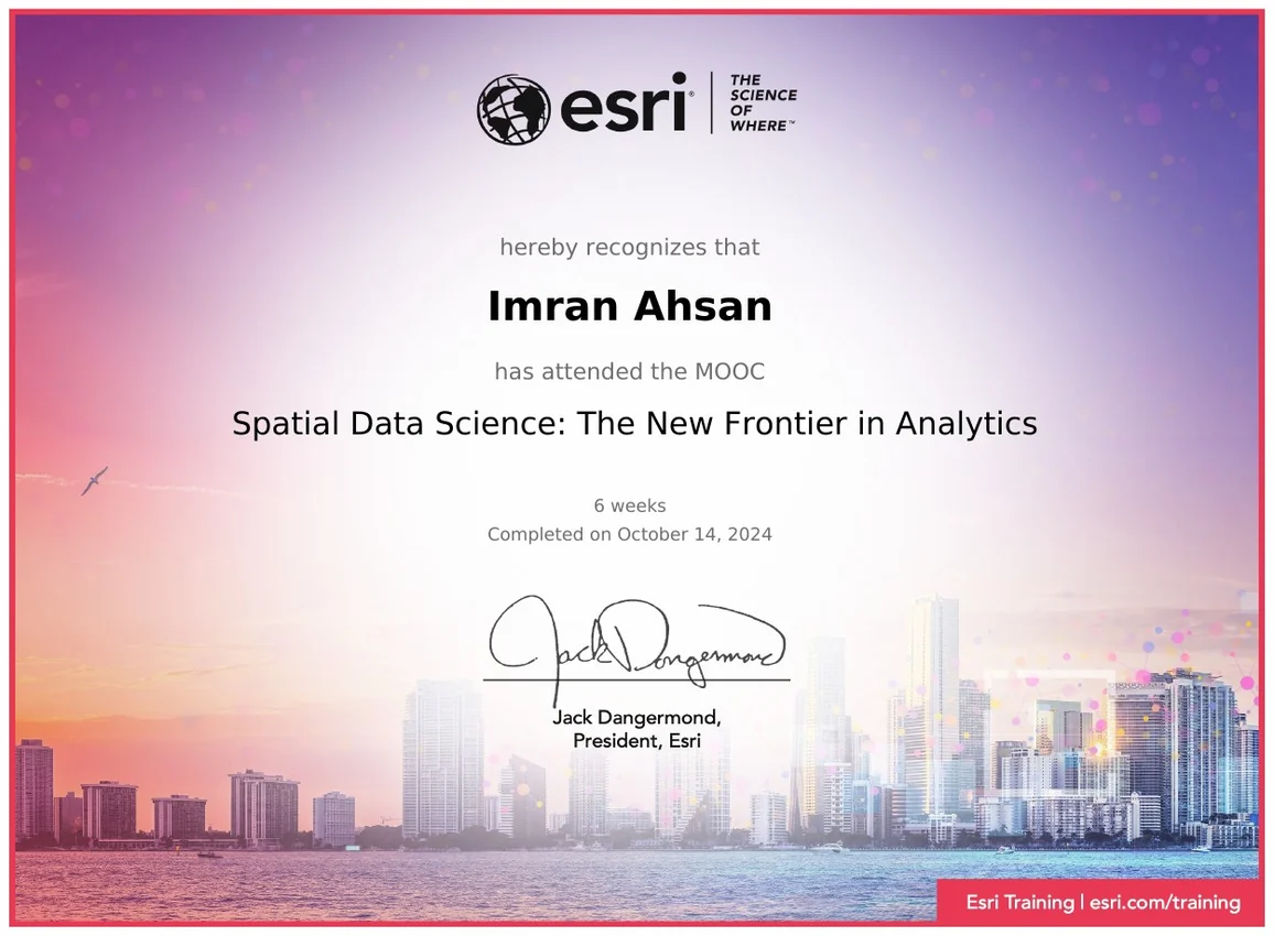 Spatial Data Science MOOC certificate