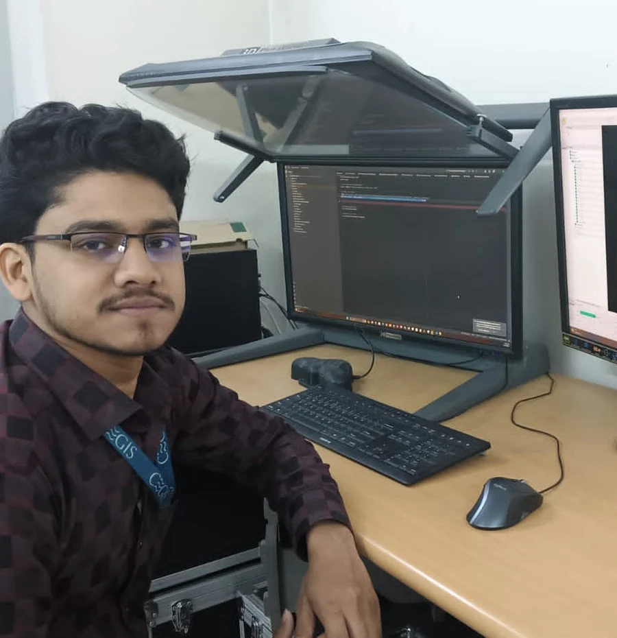 Shah Imran Ahsan Chowdhury at a geospatial workstation