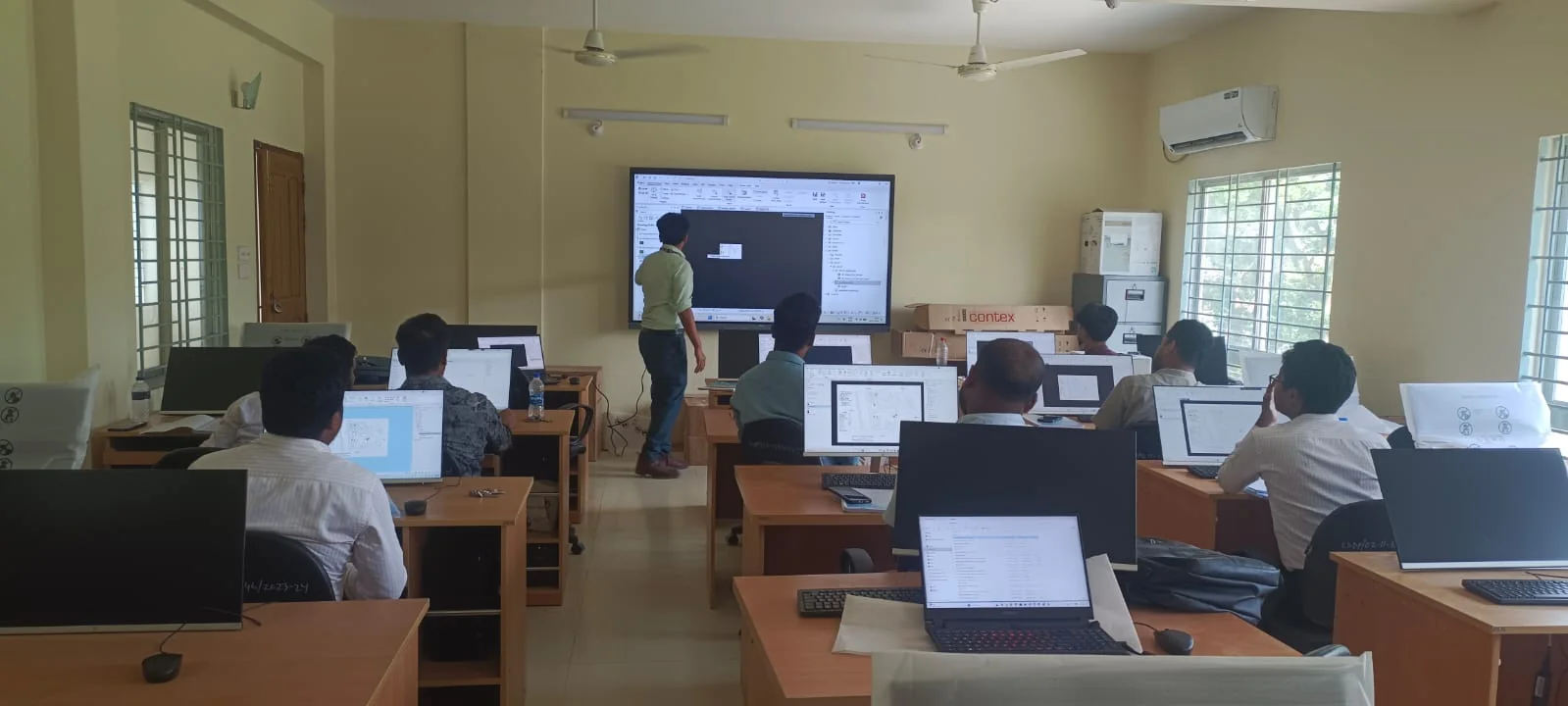 Participants following a guided GIS exercise in a computer laboratory
