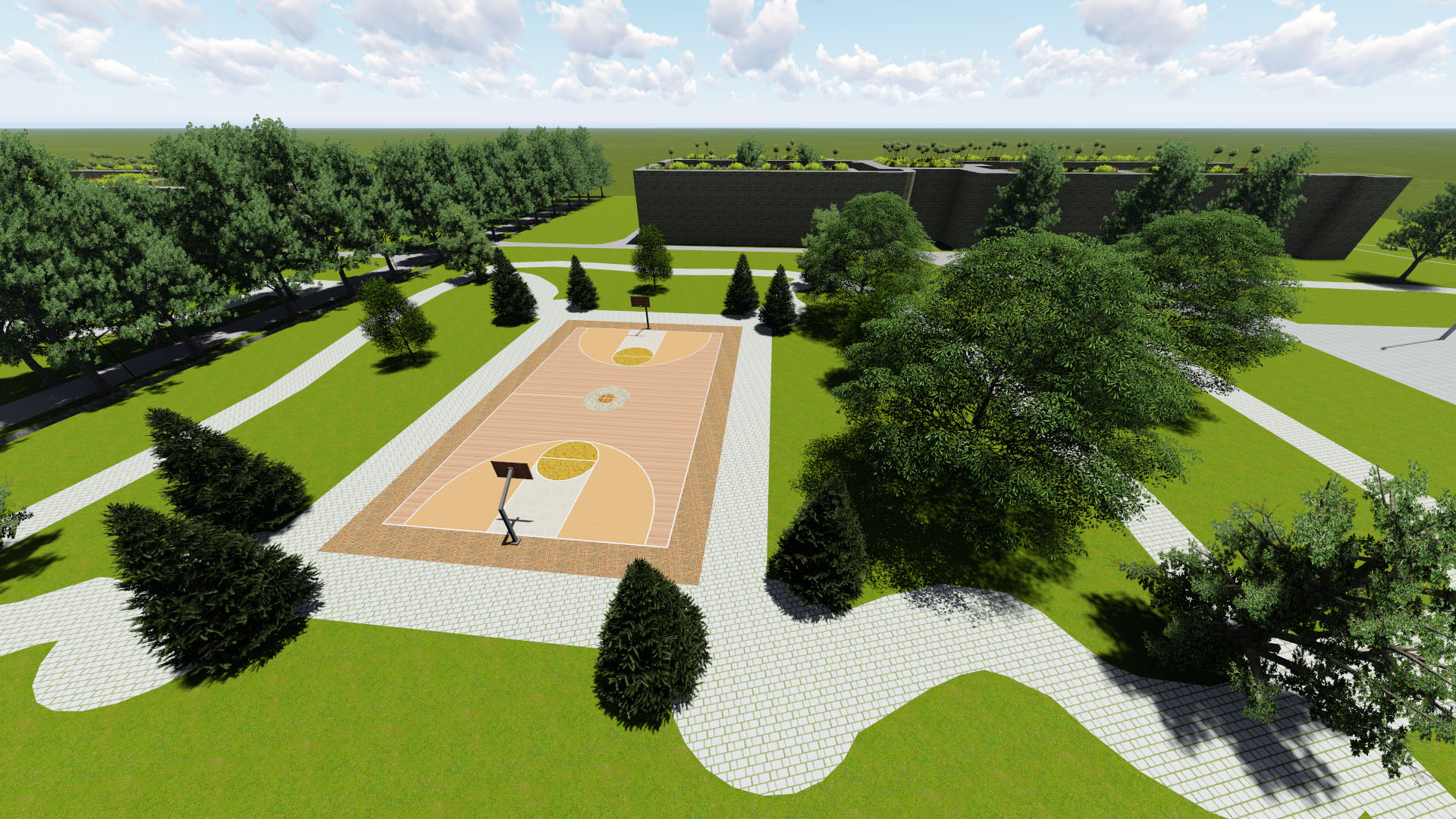 Open activity court within the campus landscape proposal