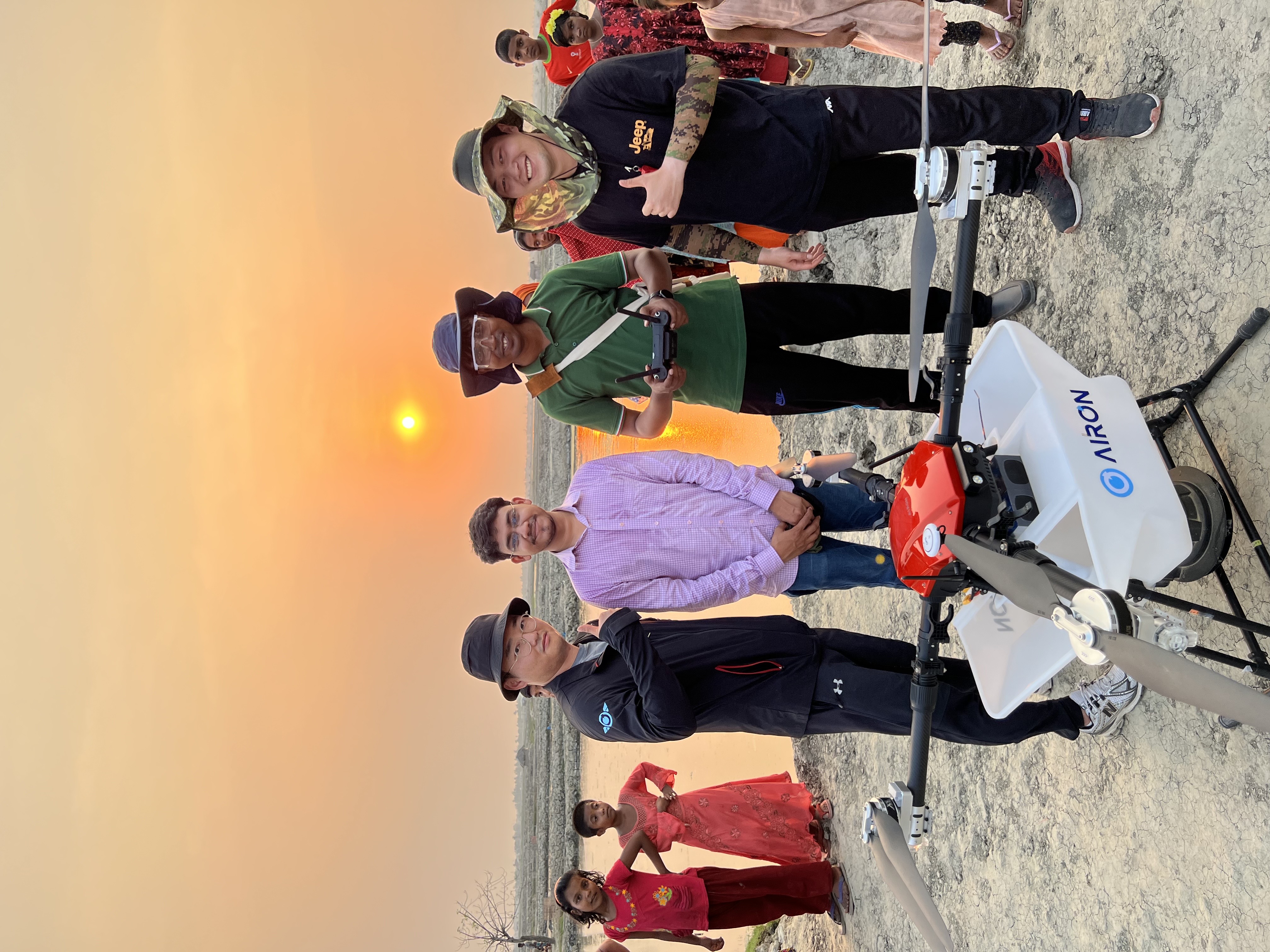 UAV field team and equipment at a survey site